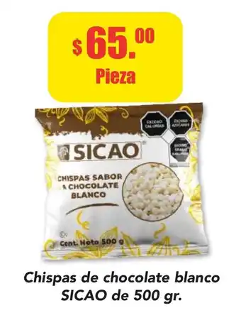 Super Aki Chispas de chocolate blanco SICAO de 500 gr oferta