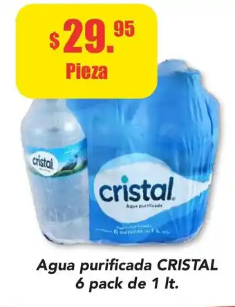 Agua purificada CRISTAL 6 Pack de 1 lt