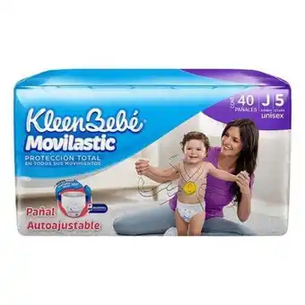 Pañales kleenbebé movilastic, etapa 5 jumbo con 40 piezas