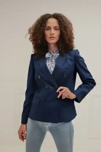 Saco azul doble hilera de botones