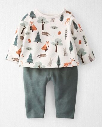 Carter's Conjunto de 2 piezas con estampado animales del bosque algodón orgánico carter's little planet oferta