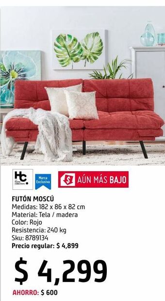 Sodimac Homecenter Futón moscú rojo oferta
