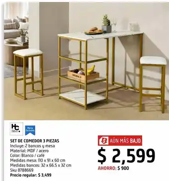 Set de comedor 3 piezas