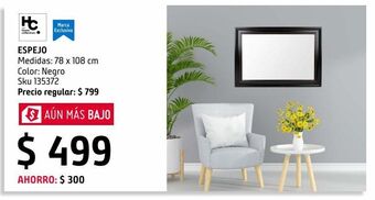 Espejo decorativo negro 78x108 cm