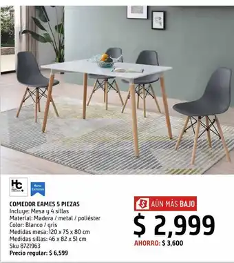 Sodimac Homecenter Comedor eames 5 piezas oferta