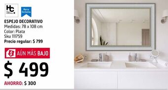 Sodimac Homecenter Espejo decorativo plata 78 x 108 cm oferta