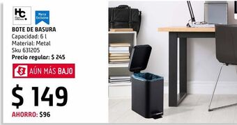 Bote de basura negro 6 l