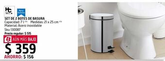 Set de 2 botes de basura 7 l