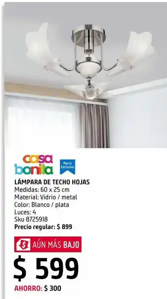 Sodimac Homecenter Lámpara de techo hojas turin 4 luces e27 oferta