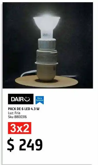 Pack de 6 focos led 4.3w gu10
