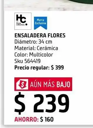 Ensaladera cerámica flores 34 centímetros