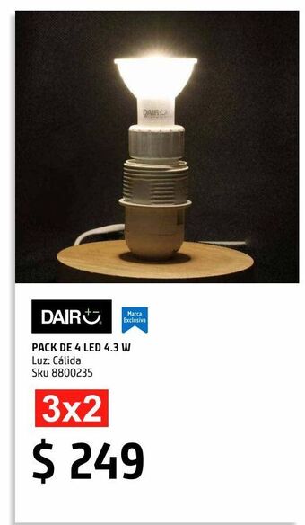 Sodimac Homecenter Pack de 4 focos led 4.3w gu 10 oferta
