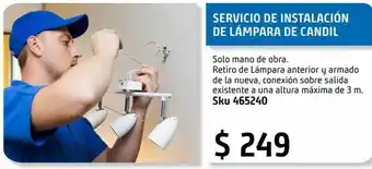 Sodimac Homecenter Servicio de instalación de lámpara de candil oferta