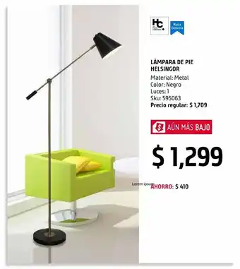 Sodimac Homecenter Lámpara de pie helsingor 1 luz e14 oferta