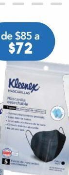 Kleenex mascarillas desech negro c/5pzs