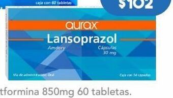 Aurax lansoprazol 30mg 14 cápsulas.