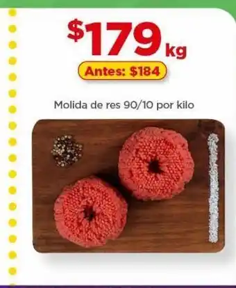 Bodega Aurrerá Molida de res 90/10 por kilo oferta