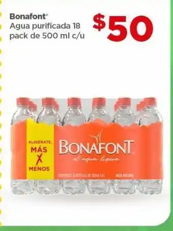 Bodega Aurrerá Agua purificada 18 pack bonafont 500ml oferta