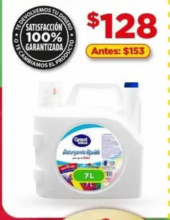 Bodega Aurrerá Detergente líquido great value 7l oferta