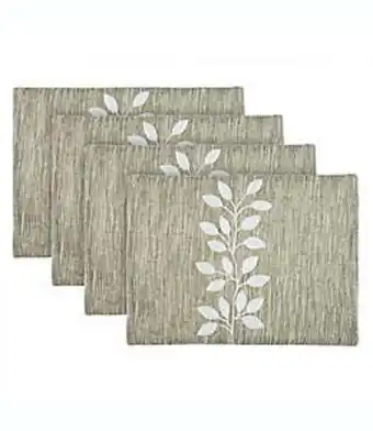 Bed Bath & Beyond Mantel individual de algodón bee & willow™ con bordado de hojas color lino, set de 4 oferta