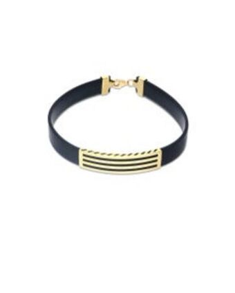 Joyerías Bizzarro Pulsera de oro amarillo 14k con caucho para caballero oferta
