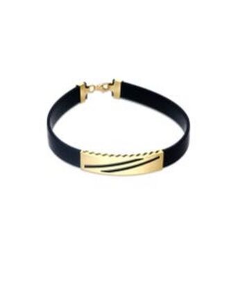 Joyerías Bizzarro Pulsera de oro amarillo 14k con caucho para caballero oferta