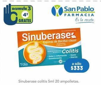 Farmacia San Pablo Sinuberase colitis ams 5ml caj c/20 oferta