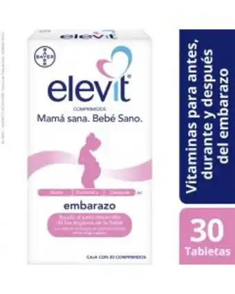 Elevit multivitamínico para antes, durante y después del embarazo con ácido fólico y hierro, 30 tabletas