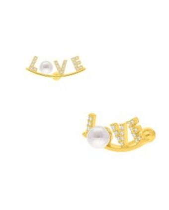 Joyerías Bizzarro Aretes love de oro, perlas y zirconias oferta