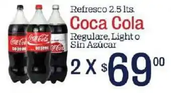 Del Rio Refresco Coca Cola Regular, Light o Sin Azúcar 2 x 2.4lts oferta