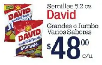 David Semillas 5.2oz, Grandes o Jumbo Varios Sabores