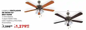 DelSol Ventilador de Techo Best Home 52" oferta