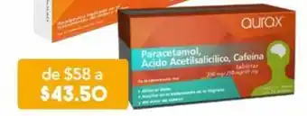Farmacia San Pablo Aurax Paracetamol, Ácido Acetilsalicílico, Cafeína 250/250/65mg 24 tabletas oferta