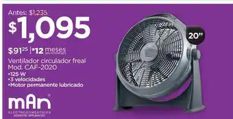 Chedraui Ventilador man 20" oferta