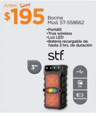 Chedraui Bocina portátil stf 3" oferta