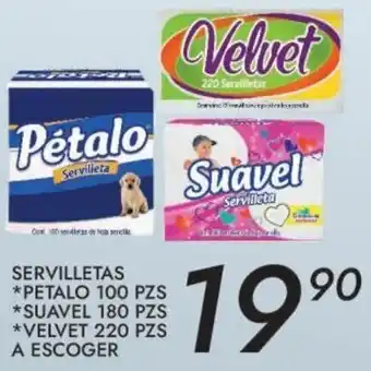 Alsuper Servilletas Petalo 100Pzs Suavel 180Pzs Velvet 220Pzs oferta