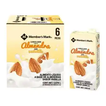 Alimento líquido member's mark a base de almendras sabor vainilla 6 pzas de 946 ml
