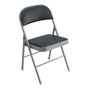 Silla plegable importada metálica con vinil negro