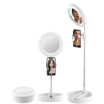 Aro de luz gadgets & fun con espejo plegable color blanco