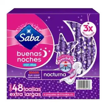 Sam's Club Toallas femeninas saba nocturna extra larga con alas 48 pzas oferta
