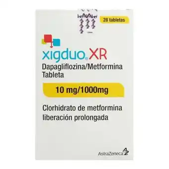Xigduo xr 10 mg/ 1000 mg con 28 tabletas