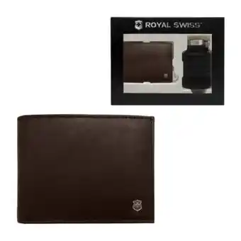 Kit de cartera y tarjetero de piel royal swiss café