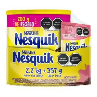 Sam's Club Chocolate en polvo nesquik nestlé 2.2 kg + nesquik sabor fresa 357 g oferta