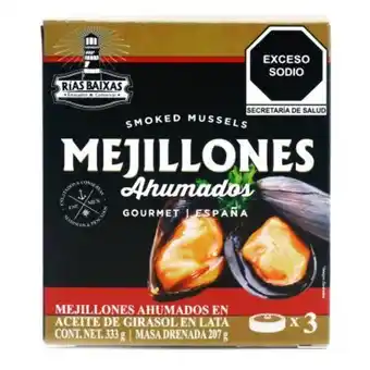 Mejillones rías baixas ahumados 3 pzas de 111 g