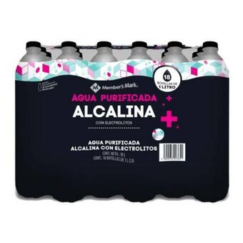 Sam's Club Agua purificada alcalina con electrolitos member's mark 18 piezas de 1 l c/u oferta