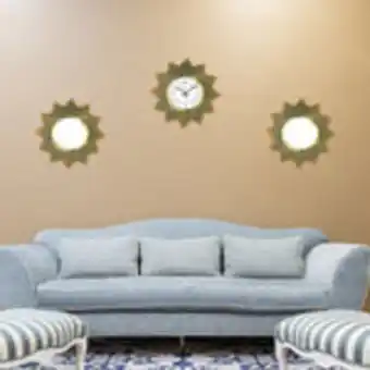 Set de 2 espejos y 1 reloj de pared inkanto