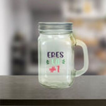 Mason jar de vidrio, día de las madres, tarro de vidrio