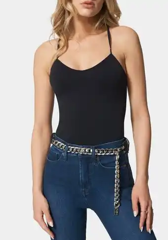 Lock detail vegan leather and metal belt