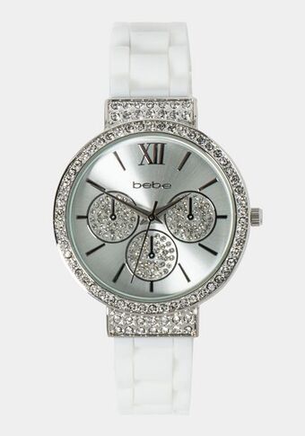 Bebe White crystal bezel roman numeral watch oferta