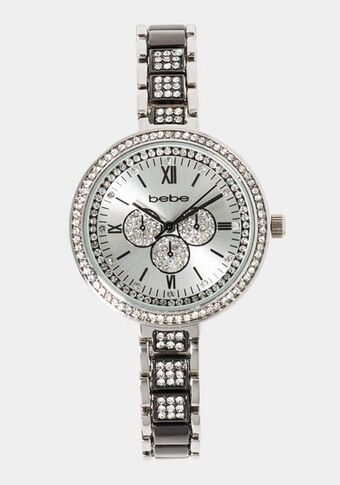 Bebe Silver two tone pave roman numeral watch oferta